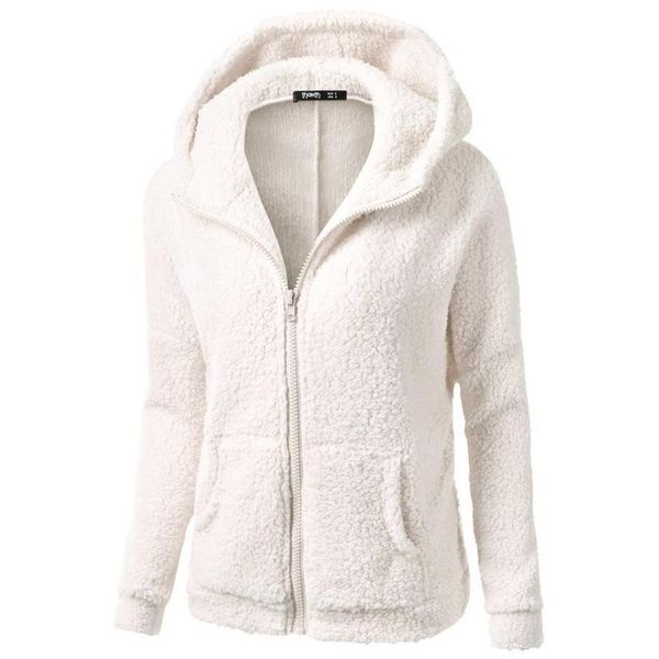 

women coat fleece fur thicken warm hoodie jacket autumn winter solid soft zipper overcoat female fashion concise casual outwear, Black;brown