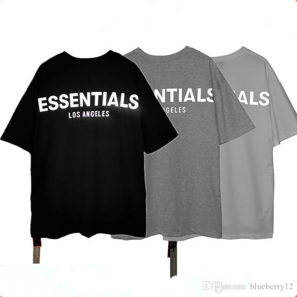 

mens designer tshirt essentials reflective short sleeve round neck fashion solid tshirt with 3 colors asian size s-xl, White;black