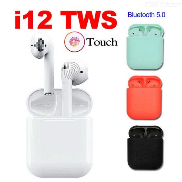 

i12 tws bluetooth earphone 5.0 wireless headphone sport earbuds headset with mic charging case for iphone xiaomi
