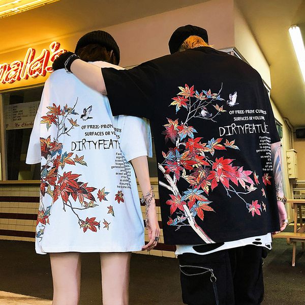 

hong kong стиль футболки мужской моды бренд индивидуальные моды национальной моды короткий рукав ины мужской широкий songyuan sufeng ситец ч, White;black