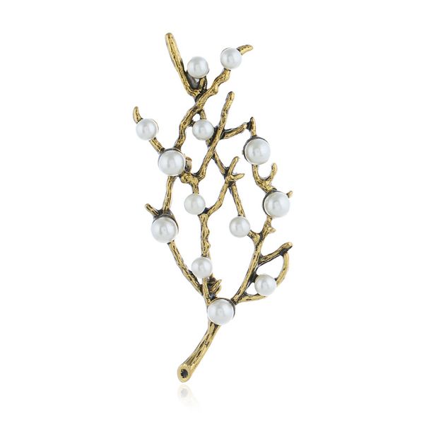 

golden retro elegant plum blossom fashion pearl brooch clothing wearing jewelry brassiere accessories, Gray