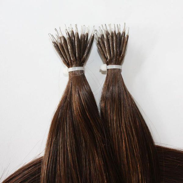 

nano ring hair extensions natural color virgin brazilian human remy hair pre bonded nano beads ring loop hair extensions 1g str. dhl, Black