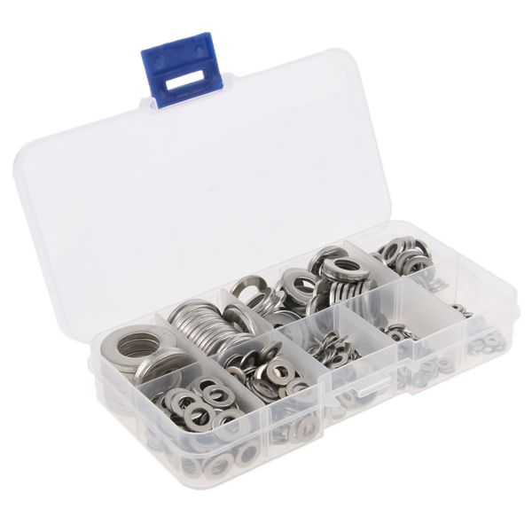 

580pcs stainless steel flat washers assortment kit set m2-m12