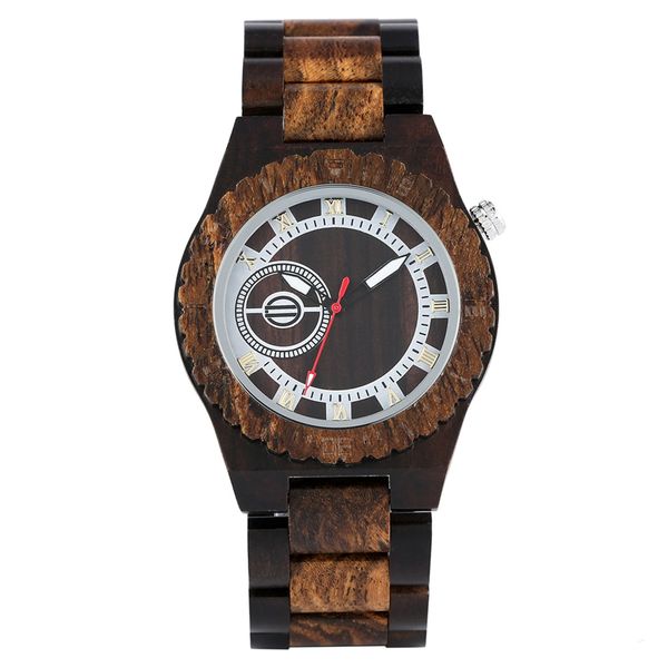 

circle geometric dial wooden watch men's watches natural full woody bangle clock male quartz wristwatch reloj de madera 2019 new, Slivery;brown