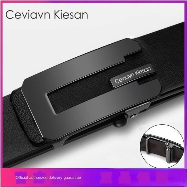 

men's leather ceviavn kiesan automatic buckle toothless cowhide belt business casual all-match belt, Black;brown