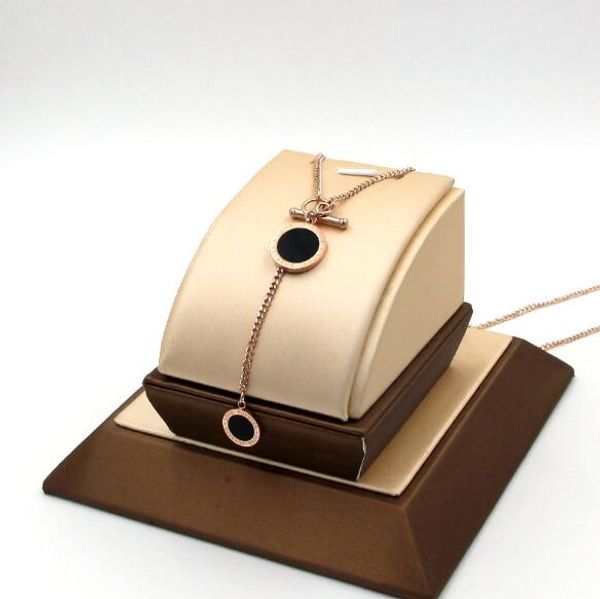 

titanium necklace new version rome digital adjustable black and white double shell love necklace for women, Silver