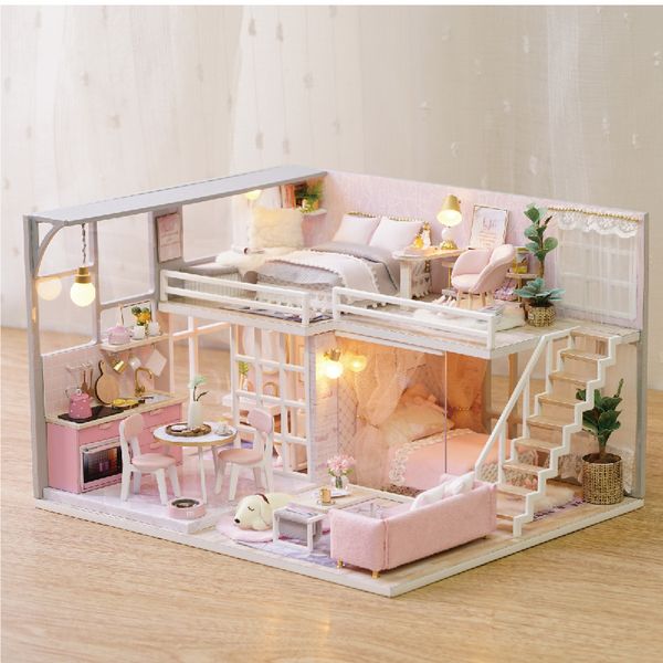 Acquista Mobili Casa Delle Bambole Fai Da Te Casa Bambole In Miniatura A Forma Di Cuore Giocattoli Bambini Casa Famiglie Sylvanian Casinha De Boneca