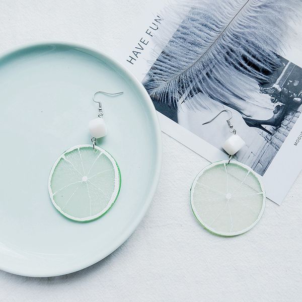 

a pair of cold dangle earrings fruit lemon drop earrings delicate lemon pendant personality simple fun fruit earrings, Silver