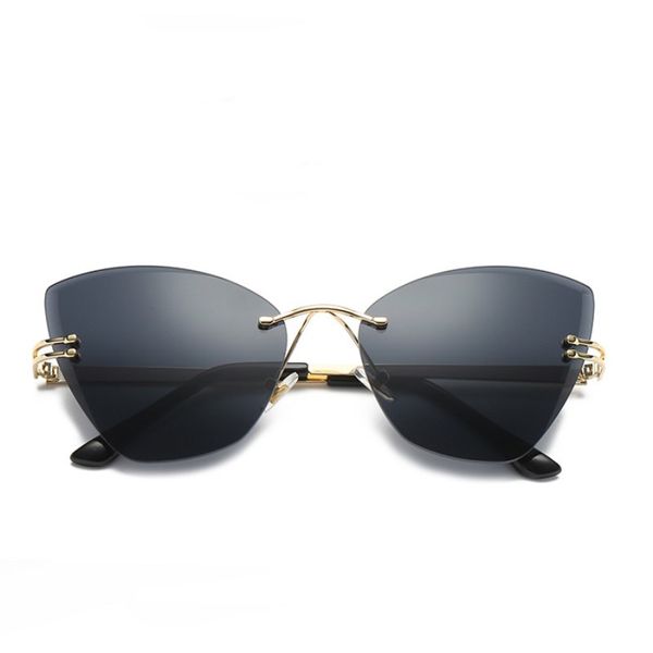 

new frameless cateye sunglasses trimming women sun glasses rimless retro designer eyeglasses summer glasses 5 colors wholeslae, White;black