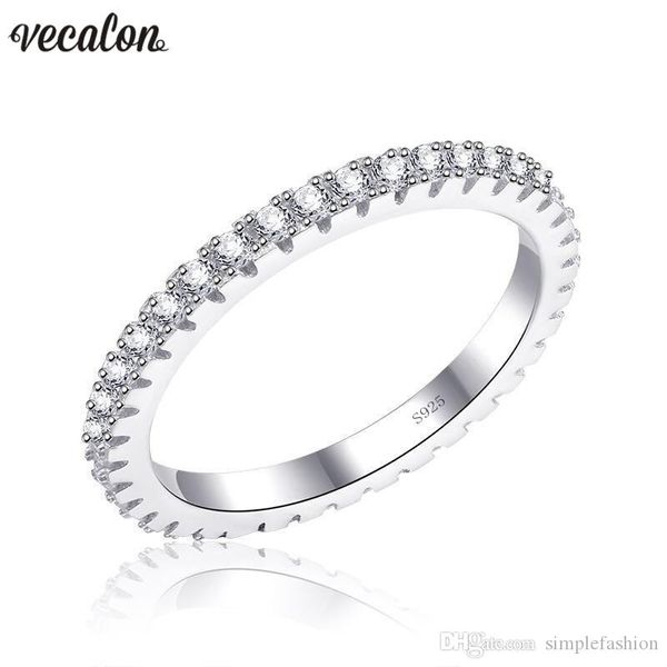 

vecalon вечное кольцо настоящее soild стерлингового серебра 925 pave установка алмаз cz обручальное кольцо кольца для женщин палец ювелирные, Slivery;golden