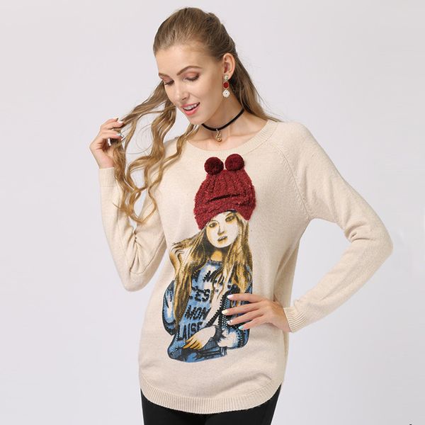 

womens designer sweater female loose pullover round neck long section female long sleeve wild base shirt female tidepeiapeia, Black;brown