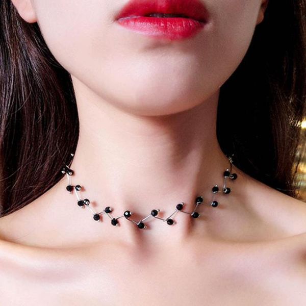 

new selling fashion black crystal necklace torque cross simple beaded crystal necklace female jewelry accessories wholesale, Golden;silver