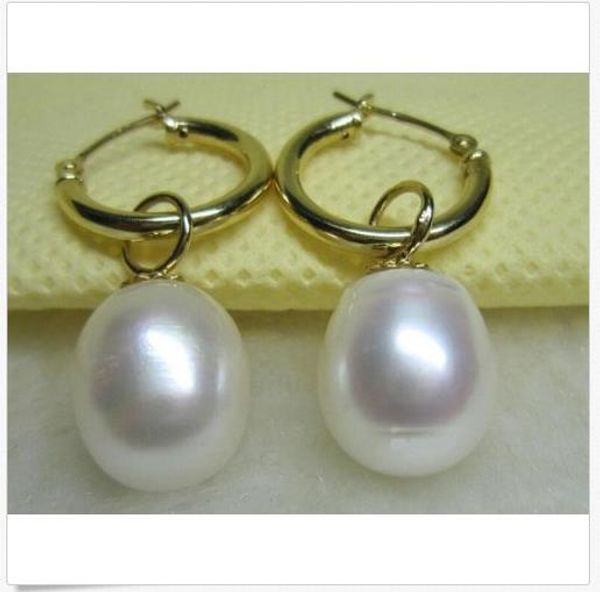 

very beautiful 11x13 mm real south sea drop pearl earring 14k solid gold marked, Silver
