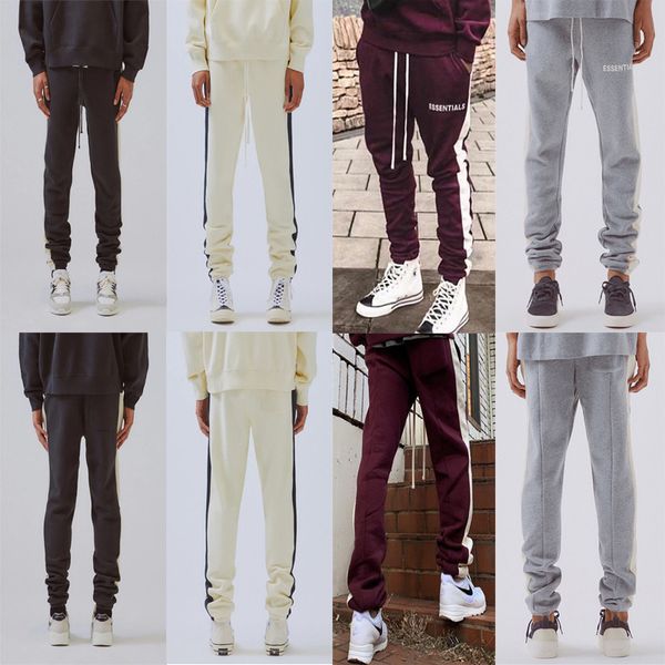 

fear of god pants fog essentials sweatpants splice embroidery reflective hip hop jogger pants casual sport fitness pants for men women, Black