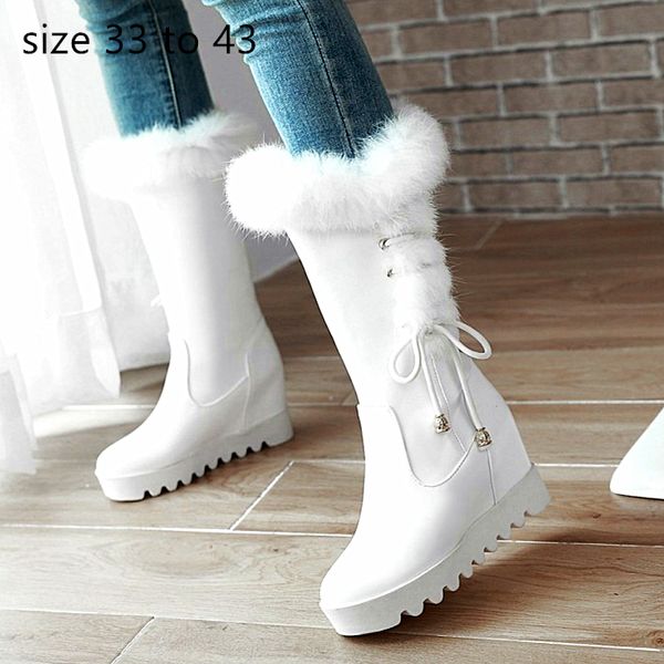 

women fur boots white mid calf booties luxury designer women boots winter boots bridal wedding shoes red black size 33 to 42 43