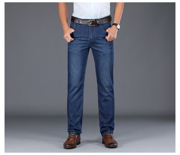 

js986j-spring and summer jeans men's loose straight tube men's pants business pants, Blue