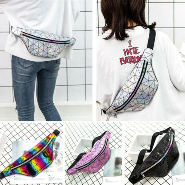 

women's waist fanny pack pu leather belt zipper waist bag chest tote purse casual