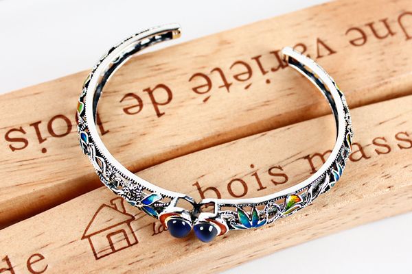 

fashion-r cloisonne enamel openwork bracelet, Black