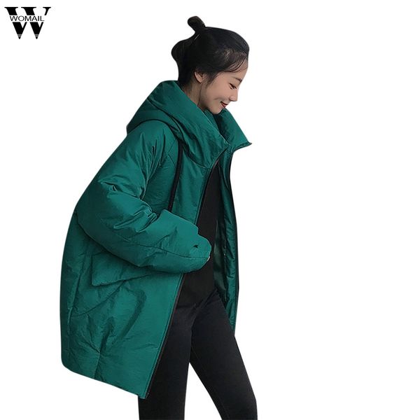 

womail womens coats fashion women cotton-padded solid down jacket coat warm long sleeves coat women abrigo 2019 m-2xl, Black