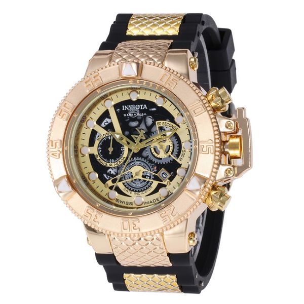 

invicta dz7333 sports quartz men's watch all features can be operated 52mm large rotating calendar luxury mens watch ing, Slivery;brown
