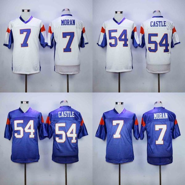 

Blue Mountain State Movie Jersey 54 Kevin Thad CASTLE 7 Alex MORAN Stitched Football jerseys White Blue Men