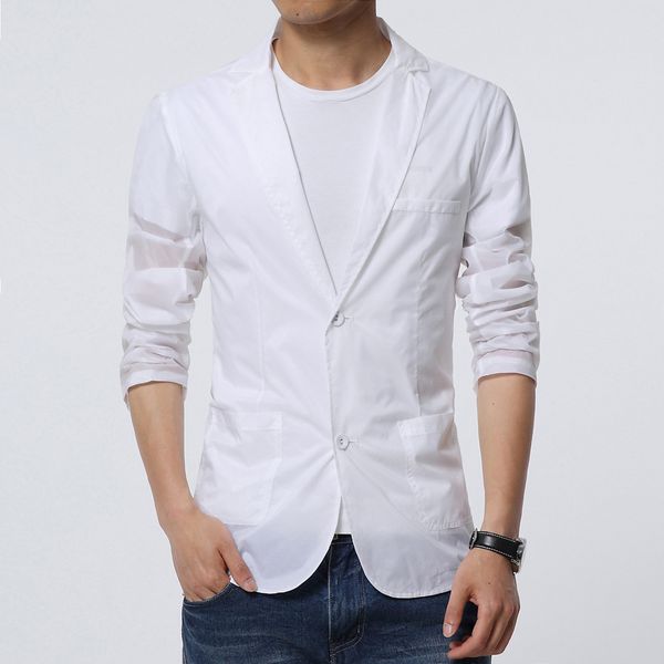 

white solid slim mens blazers casual england style fashion men fitted blazer plus size autumn spring office suit jacket, White;black