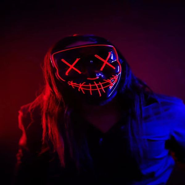 

glow в dark hot halloween неон маска светодиодные вверх маска purge маска бесплатная доставка
