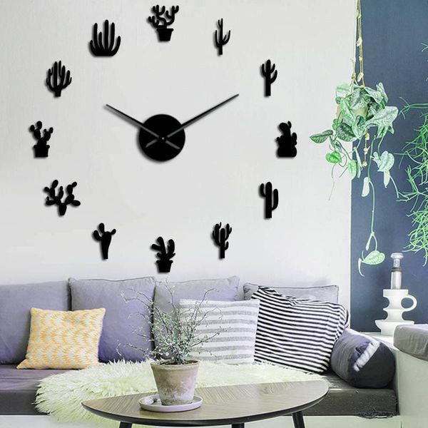 

gz307 diy cactus acrylic mirror wall clock european style living room ultra large wall clock farmhouse decor gift
