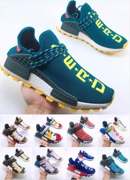 

2020 platform hu pharrell williams human race sneakers bbc solar pack red yellow blue nerd mind mens womens designer shoes big size 36-47, Black