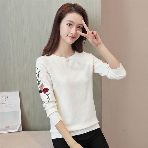 

designer sweater womens designer sweaters new fashion 2019 women autumn embroidery sweater pullovers casual warm knitted pullover lady, White;black
