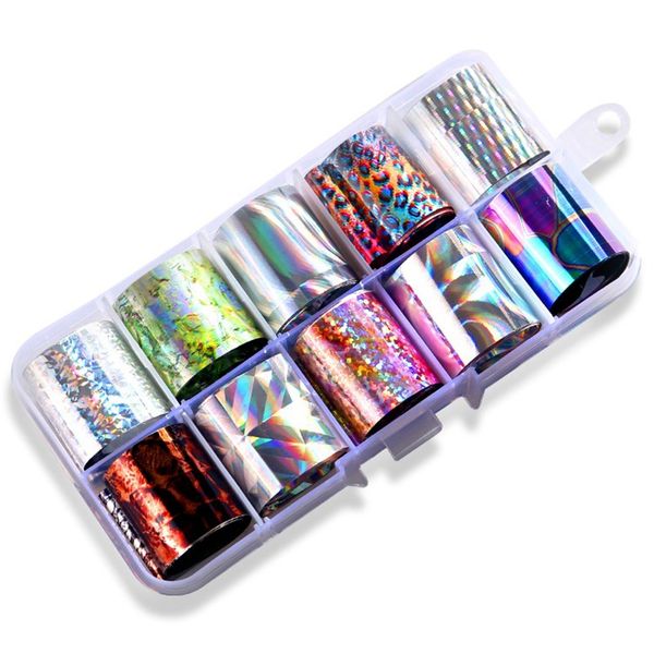 

10 grid nail star paste color transfer film uv gel nail sticker diy art decoration 2.5x100cm, Silver;gold