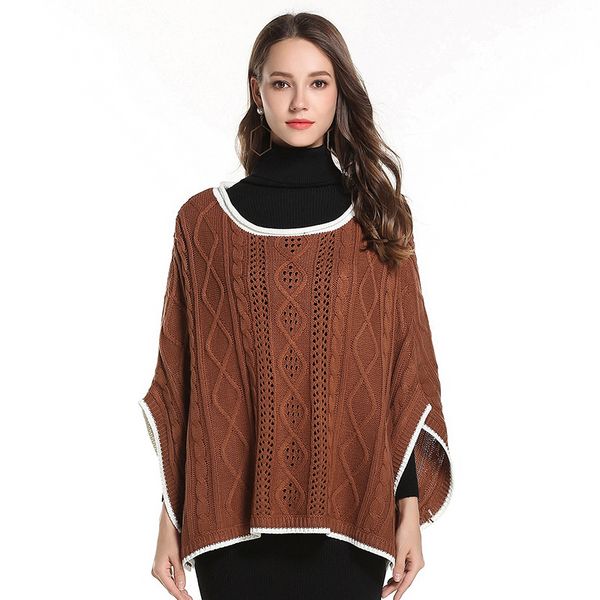 

autumn winter fashion personality elegant basic women full sleeve sweater new arrival solid color wild comfortable cloak sweater, Black