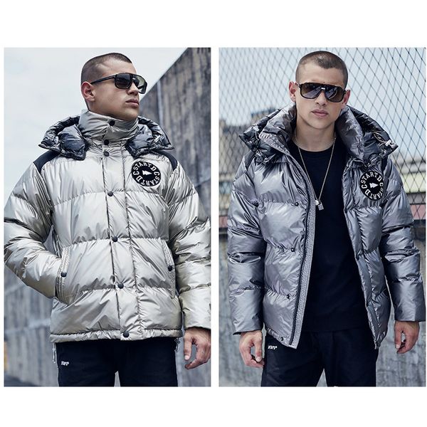 

Men Down Coat Designer Parkas 2019 Winter Brand Fashion Letter Embroidery Print Spliced Coat Luxury Casual Down Jackets for Men Top Quality