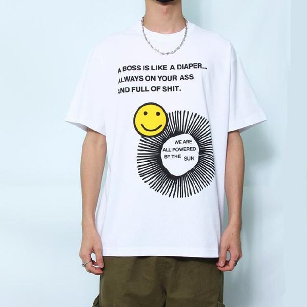 

2020 summer mens designer smile printed t shirts fashion streetwear harajuku hipster punk rock short sleeve tee hd913, White;black