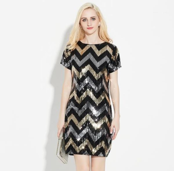 

party dresses sequins print crew neck short sleeve female clothing night club style casual apparel womens summer designer, White;black