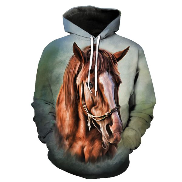 

plstar cosmos drop shipping 2019 new fashion painting 3d hoodies animal horse creative print men/women casual hooded sweatshirt, Black