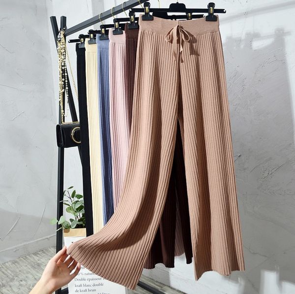 

spring high waist wide leg pants women knitted pant loose trousers vintage casual streetwear black sweatpants, Black;white