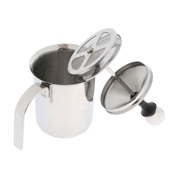 

manual foam maker milk frother stainless steel hand foamer double mesh 400ml/800ml