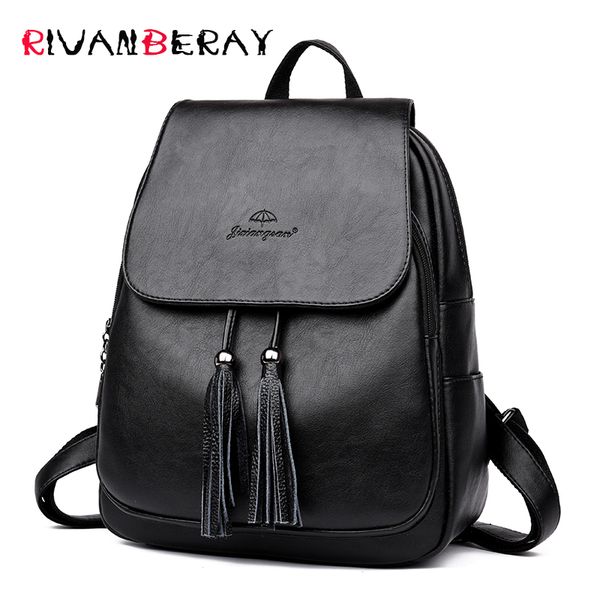 

fashion leather women backpacks female travel shoulder bag mochilas tassel backpack large capacity rucksacks for girls dayback