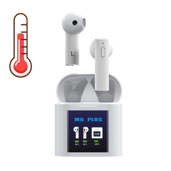 

2 in1 body temperature measurement wireless bluetooths mini earphones m6 plus tws bluetooth earphones led display in-ear wireless earbuds