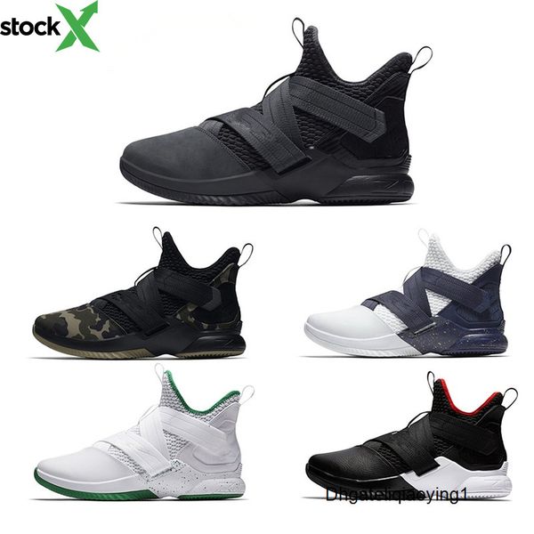 

2020 new soldiers xii 12 basketball shoes mens 12 gold/championship mvp finals training sneakers sports running shoes white size 7-12, Black