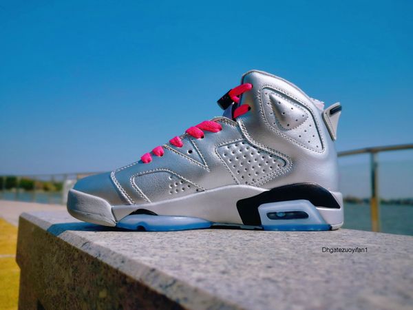 

6 6s womens basketball shoes pink silver valentine's day womans sports sneakers trainers baskets zapatos athletic des chaussures with b