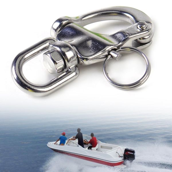 

dwcx new 7 cm stainless steel heavy duty snap shackle d ring swivel bail fit for marine boat yacht sailing hardware