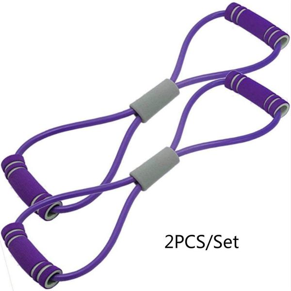 

2pcs elastic fitness bands 8 word chest developer workout pulling rope gym equipment for home yoga training rubber tension band