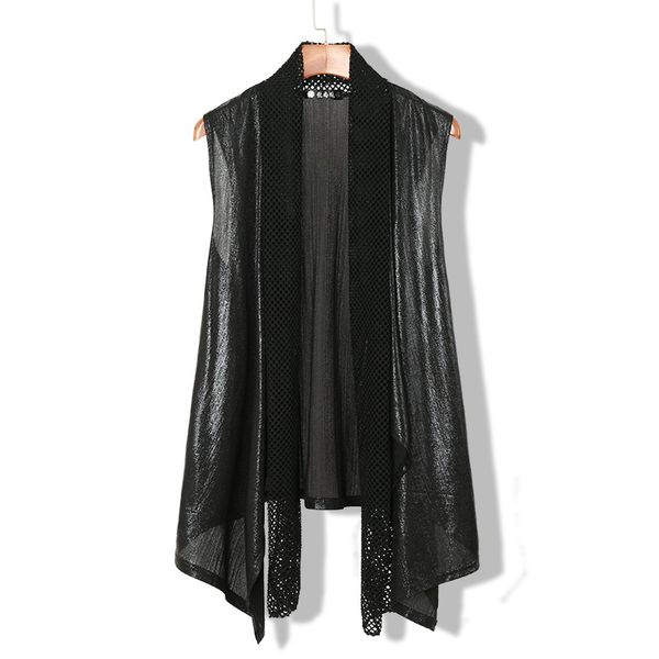 

new male mens fashion summer mid-length men's thin waistcoat dark trendy cardigan high street slim cloak trend men, Black;white