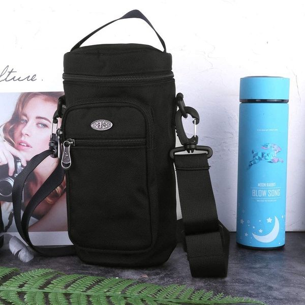 

water bottle pouch multifunction nylon kettle carrier holder bag with adjustable shoulder strap for outdoor hiking travel