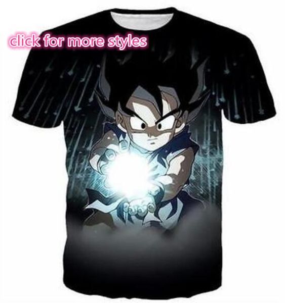 

new fashion couples men women dragon ball goku funny 3d print no cap casual t-shirts tee wholesale s-5xl t3, White;black