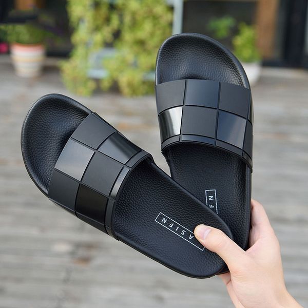 

coslony shoes men slippers chaussure pantuflas home indoor l slippers man slides house slipper summer shoes chassure homme, Black