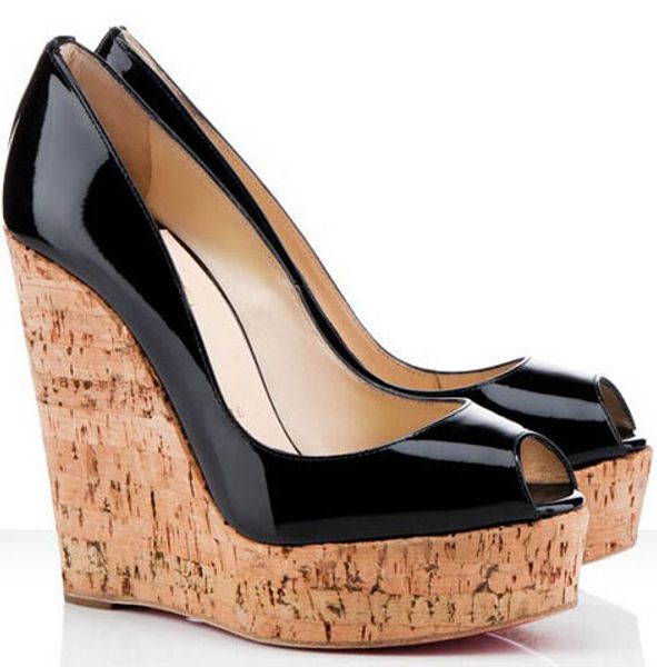 

perfect quality ladies summer red bottom peep toe wedge patent leather platform pumps,comfortable party dress pink,nude,black,white