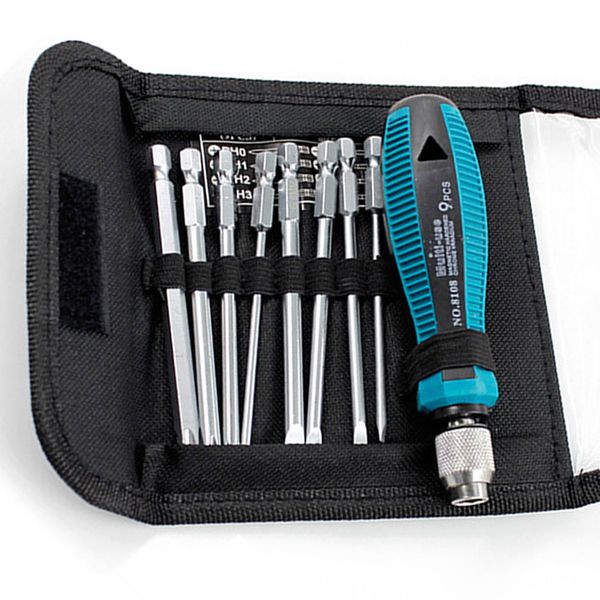 

9pcs tackle repair magnetic multifunctional non-slip multi-bit slotted screwdriver set portable home easy use hand tools durable